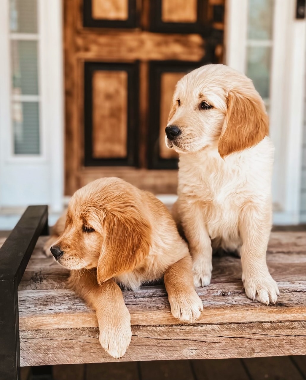 Two European Golden Retrievers Meeting